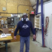 gordon sproule dons toxic filter safety mask